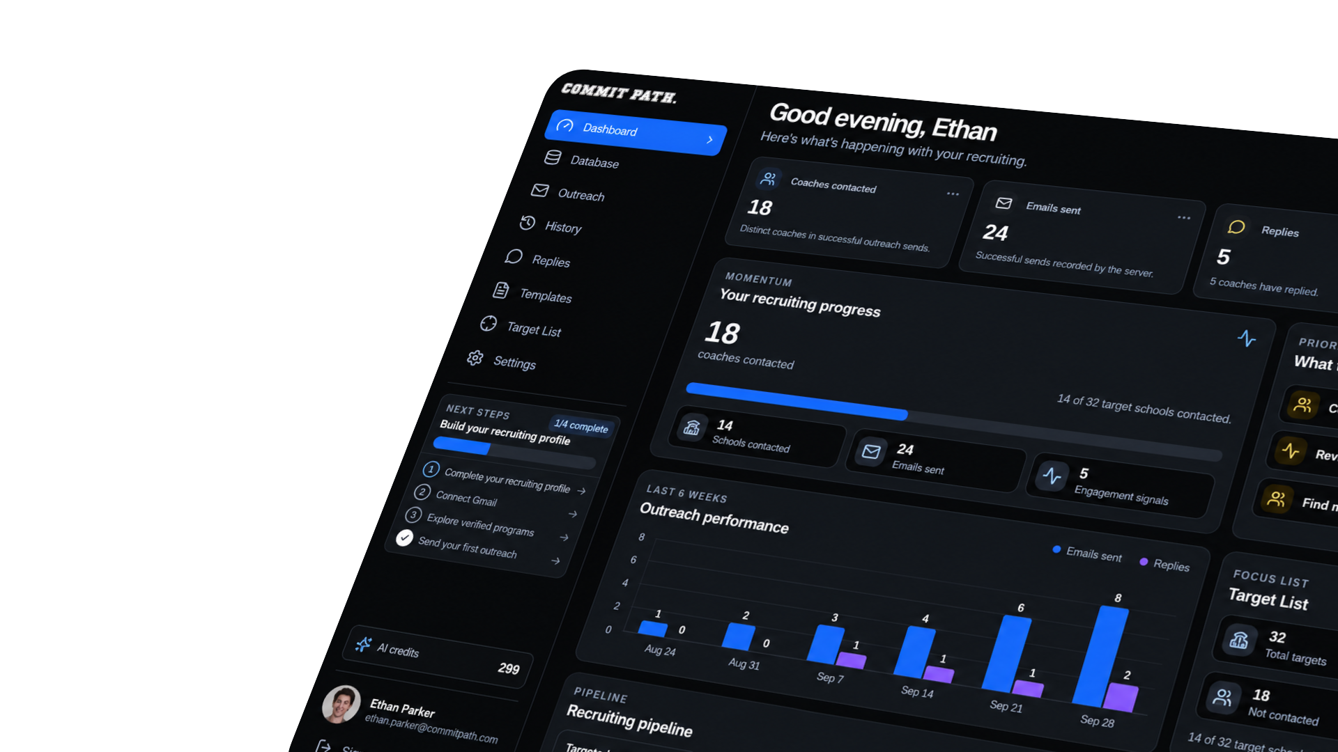 Preview of the CommitPath recruiting dashboard